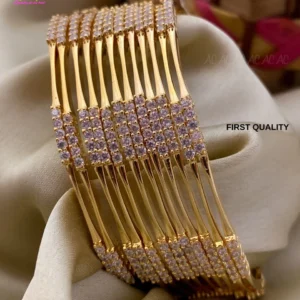 PALASIA, ELEGANT GOLD FINISH DIAMOND STONE BANGLE